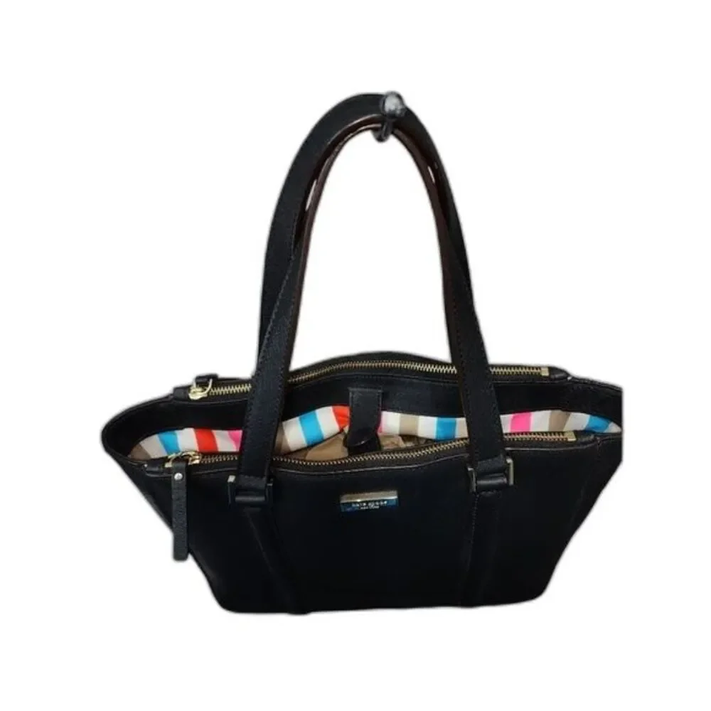 Kate Spade New York Newbury Lane Cadene Black Leather Satchel Bag 12